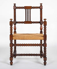 Pair of Turned Wood Arm Chairs In The Manner of Charles Du