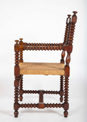 Pair of Turned Wood Arm Chairs In The Manner of Charles Du