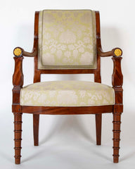 Pair of French Mahogany Frame Armchairs Attributed to Jean-Baptiste Demay