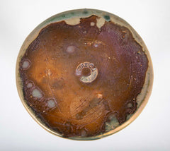 Pair of Pewabic Pottery Candle Stands with Bright Iridescent Turquoise Glaze on Earthenware