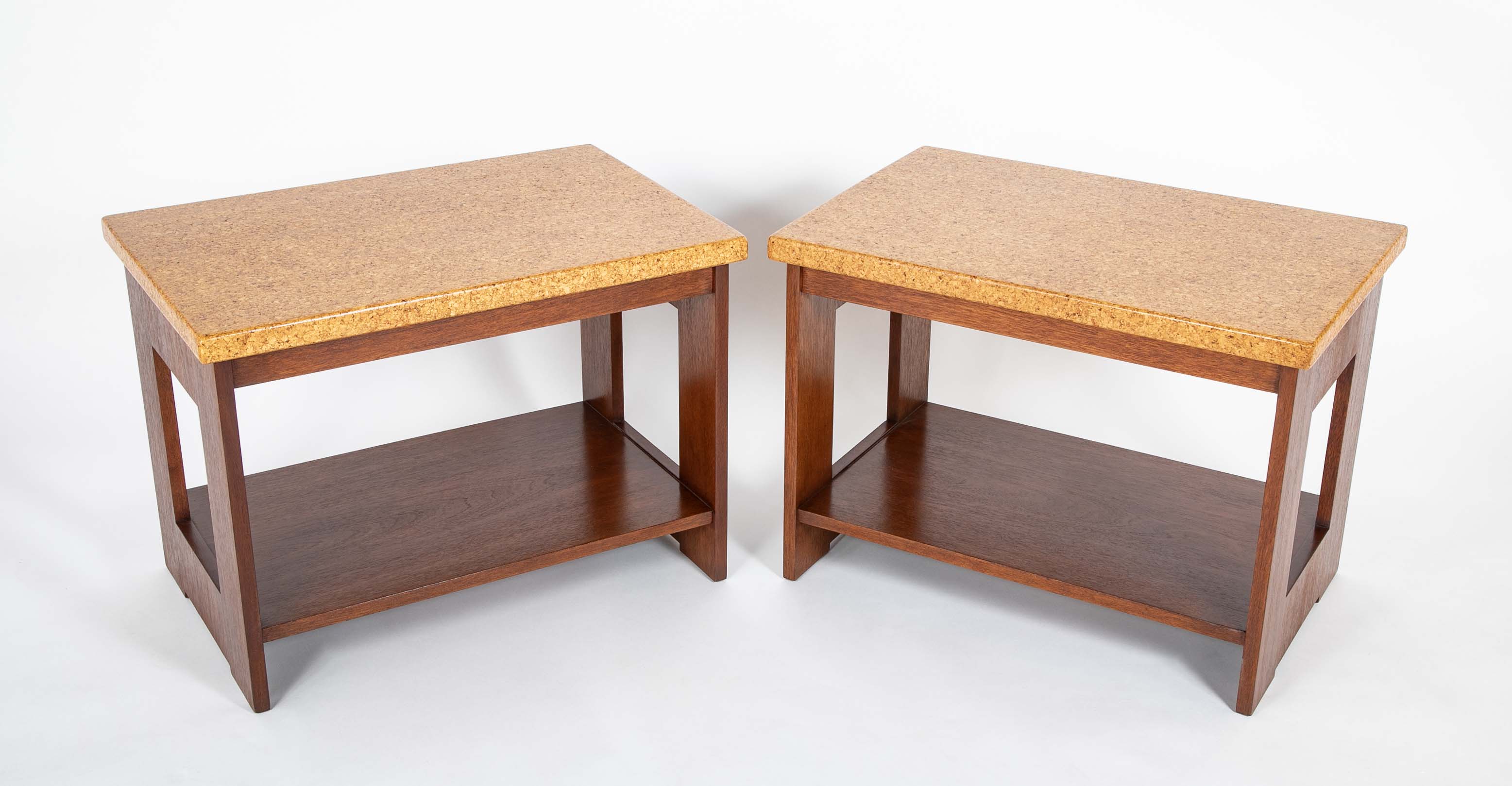 Pair of Mid-Century Cork Clad Top Side Tables by Paul Frankl