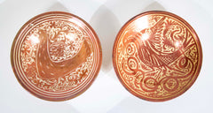 Two Copper Lustre Plates with Highly Stylized Birds