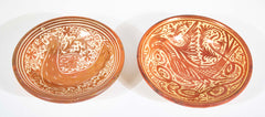 Two Copper Lustre Plates with Highly Stylized Birds