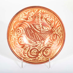 Two Copper Lustre Plates with Highly Stylized Birds