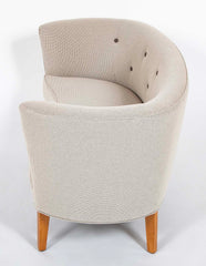 Pair of Mid-Century Danish Upholstered Loveseats on Stained Beech Legs