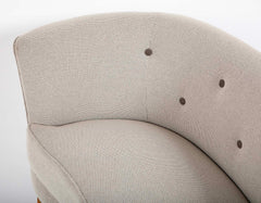 Pair of Mid-Century Danish Upholstered Loveseats on Stained Beech Legs