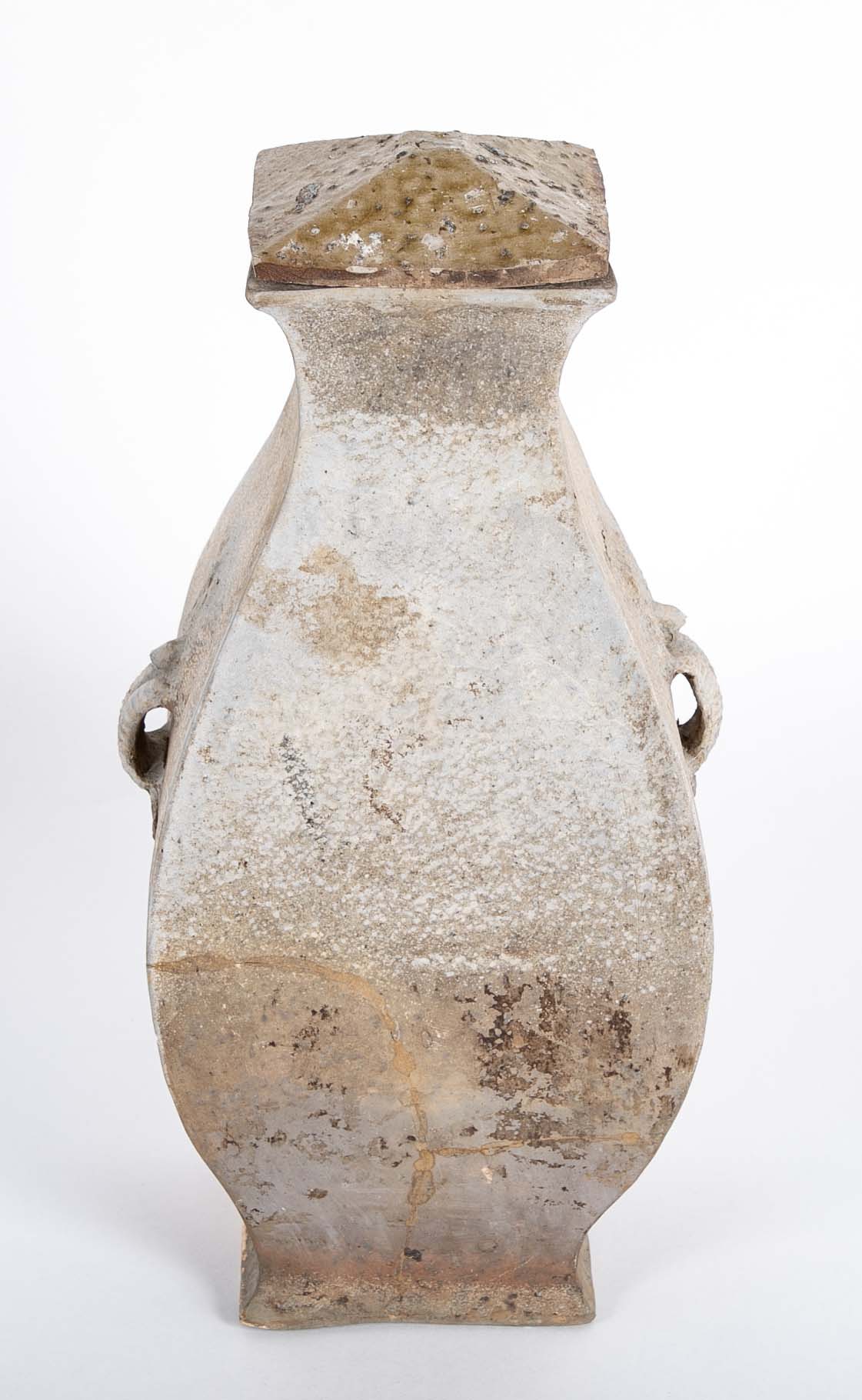 A Rare Matched Pair of Matching Greyware Chinese Fanghu Jars