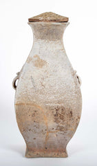 A Rare Matched Pair of Matching Greyware Chinese Fanghu Jars