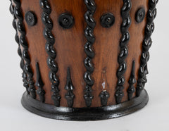 Mahogany and Ebonized Wood Continental  Lined Peat Bucket