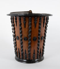 Mahogany and Ebonized Wood Continental  Lined Peat Bucket