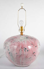 Large Variegated Pink Glazed Ceramic Lamp