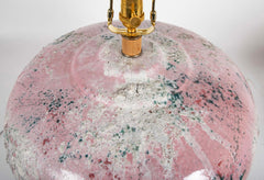 Large Variegated Pink Glazed Ceramic Lamp
