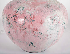Large Variegated Pink Glazed Ceramic Lamp