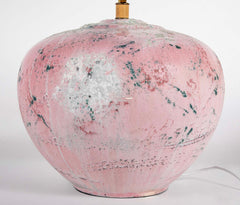 Large Variegated Pink Glazed Ceramic Lamp