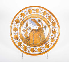 Deruta Reproduction "Bella Donna" Style Plate with Figure in Loose Blouse