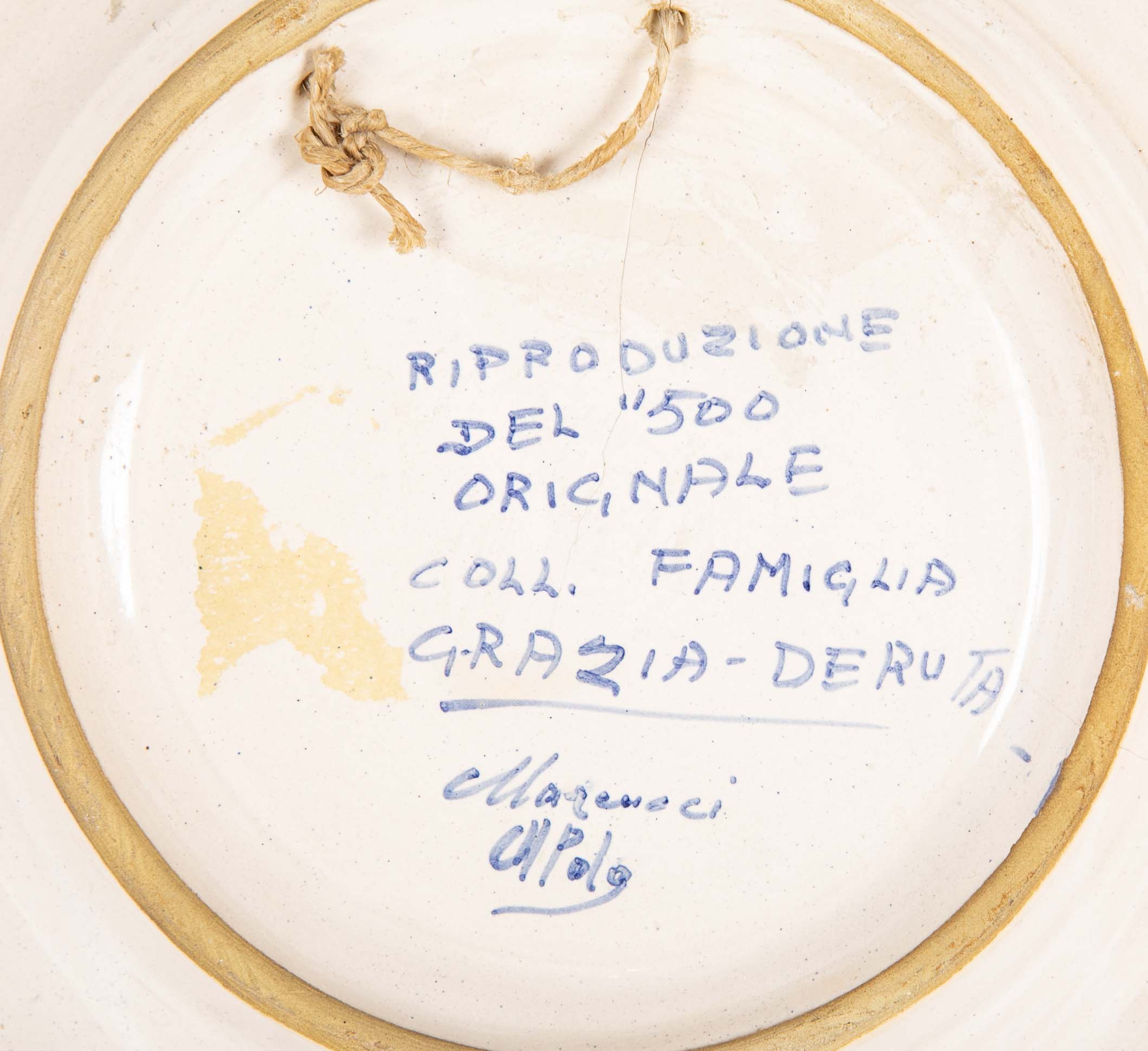 Deruta Reproduction "Bella Donna" Style Plate with Figure in Loose Blouse