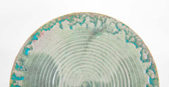 Pewabic Pottery Charger with Iridescent Aqua Glazed Rim