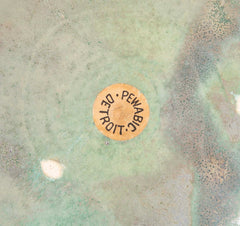 Pewabic Pottery Charger with Iridescent Aqua Glazed Rim
