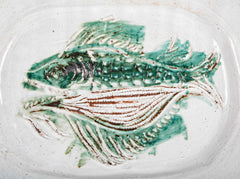 Ceramic Platter with Fish in Center by Albert Thiry, Vallauris France