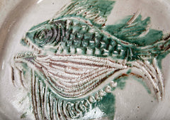 Ceramic Platter with Fish in Center by Albert Thiry, Vallauris France