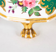 A Paris Porcelain Bulb Pot with Satyr Head Handles & Floral Decor