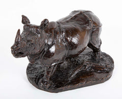 "Savana" Bronze Rhinoceros by French Sculptor Robert Godefroy
