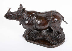"Savana" Bronze Rhinoceros by French Sculptor Robert Godefroy