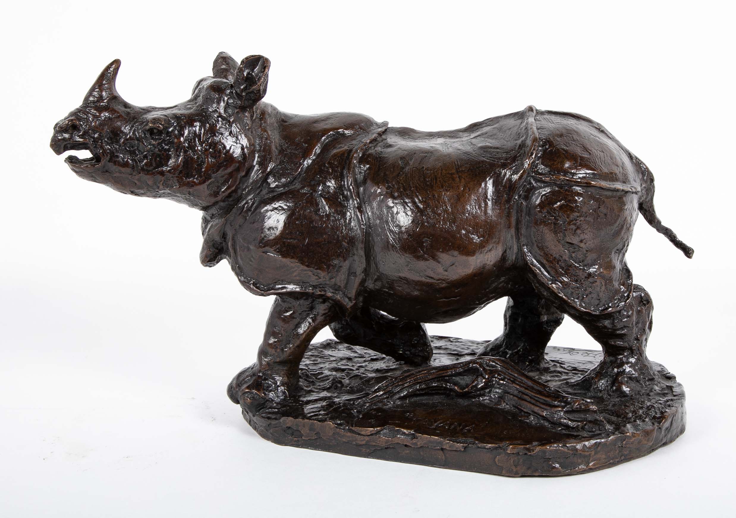 "Savana" Bronze Rhinoceros by French Sculptor Robert Godefroy
