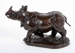 "Savana" Bronze Rhinoceros by French Sculptor Robert Godefroy