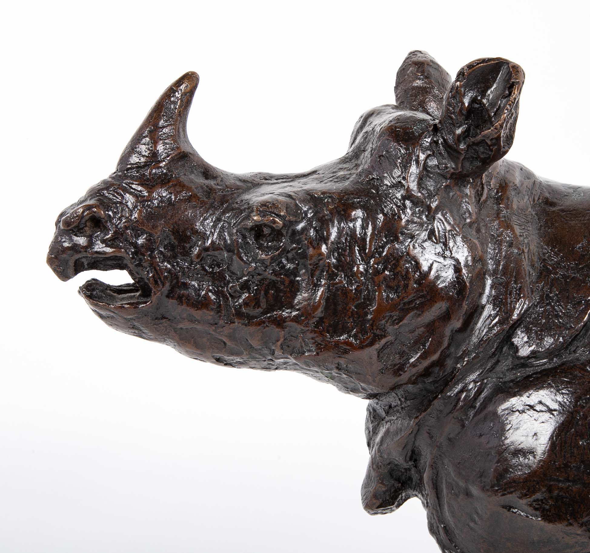 "Savana" Bronze Rhinoceros by French Sculptor Robert Godefroy