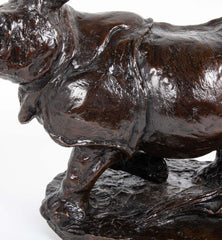 "Savana" Bronze Rhinoceros by French Sculptor Robert Godefroy