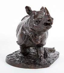 "Savana" Bronze Rhinoceros by French Sculptor Robert Godefroy