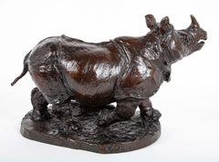 "Savana" Bronze Rhinoceros by French Sculptor Robert Godefroy