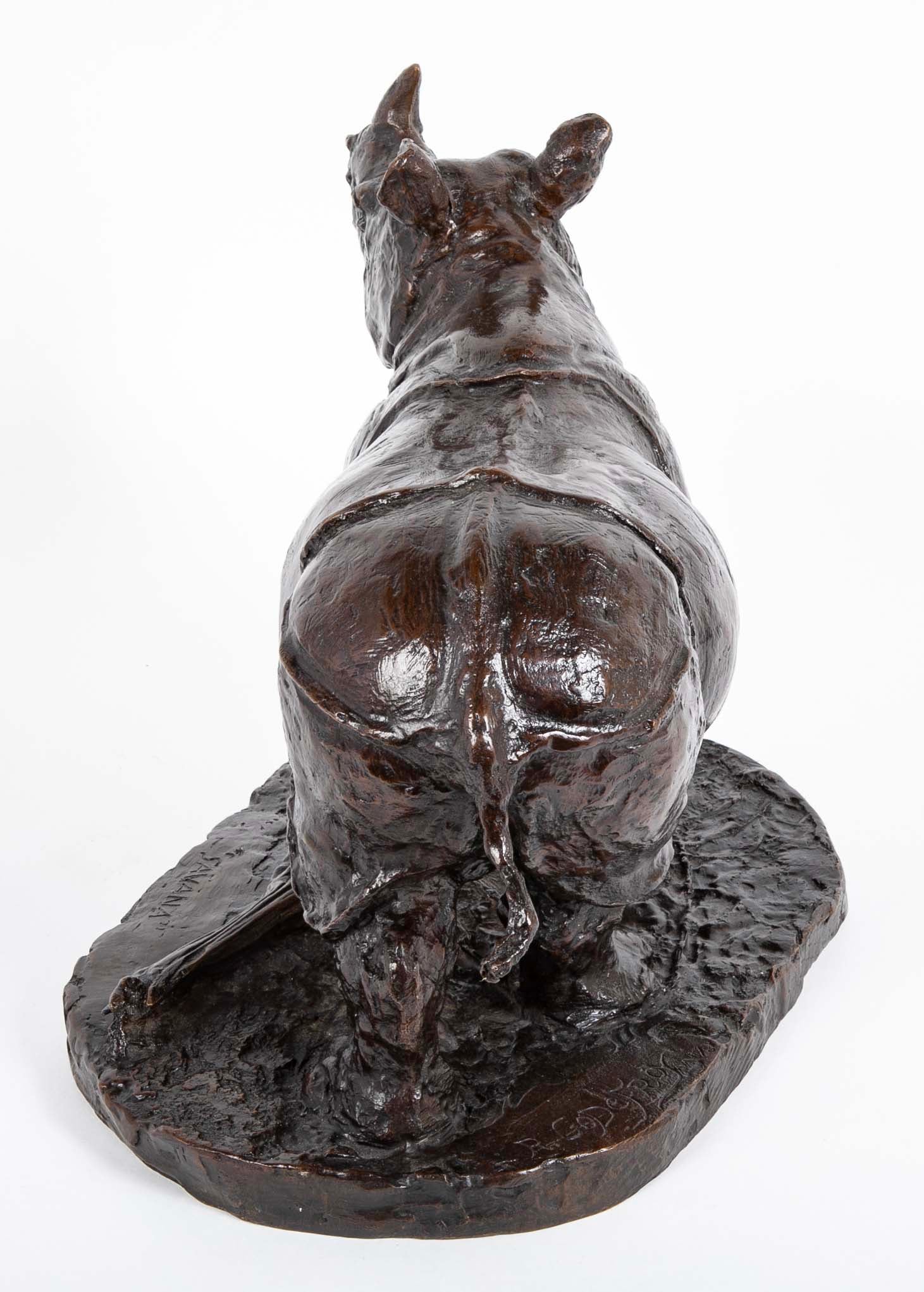 "Savana" Bronze Rhinoceros by French Sculptor Robert Godefroy
