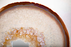 Predominantly White Polished Agate Slice on Stand