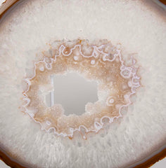 Predominantly White Polished Agate Slice on Stand