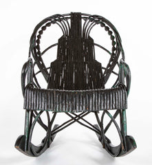 Black Painted Twig Rocker - Possibly American Adirondack