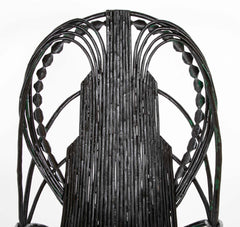 Black Painted Twig Rocker - Possibly American Adirondack