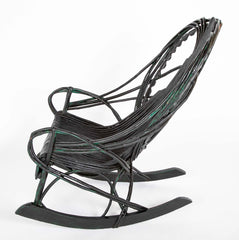 Black Painted Twig Rocker - Possibly American Adirondack