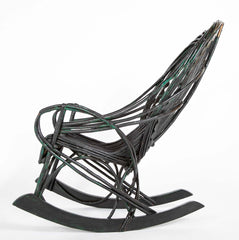 Black Painted Twig Rocker - Possibly American Adirondack