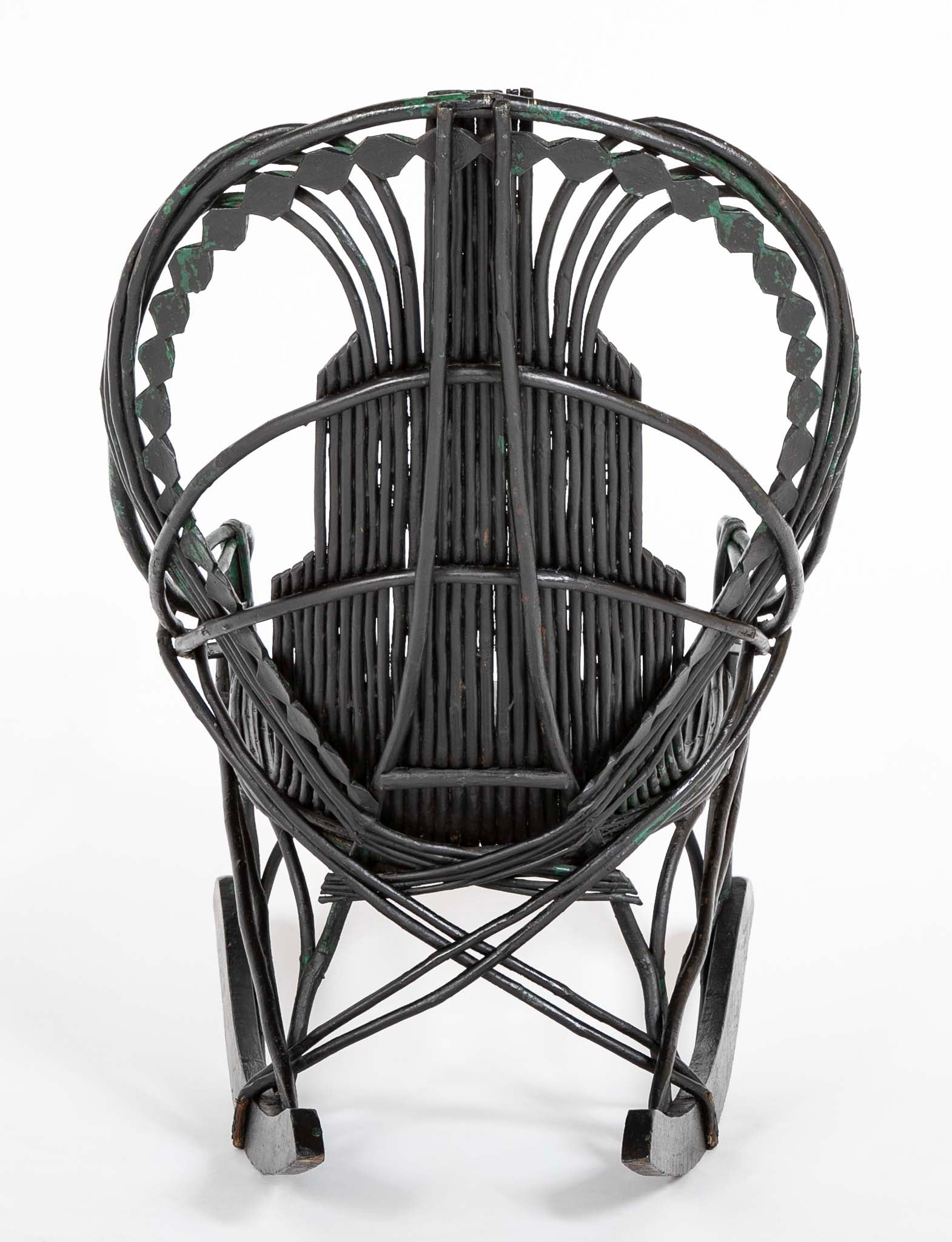 Black Painted Twig Rocker - Possibly American Adirondack