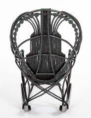 Black Painted Twig Rocker - Possibly American Adirondack