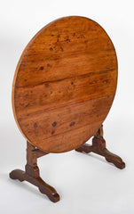 French 19th Century Round Fruitwood Tilt Top Table