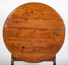 French 19th Century Round Fruitwood Tilt Top Table