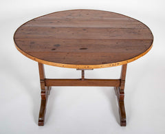 French 19th Century Round Fruitwood Tilt Top Table