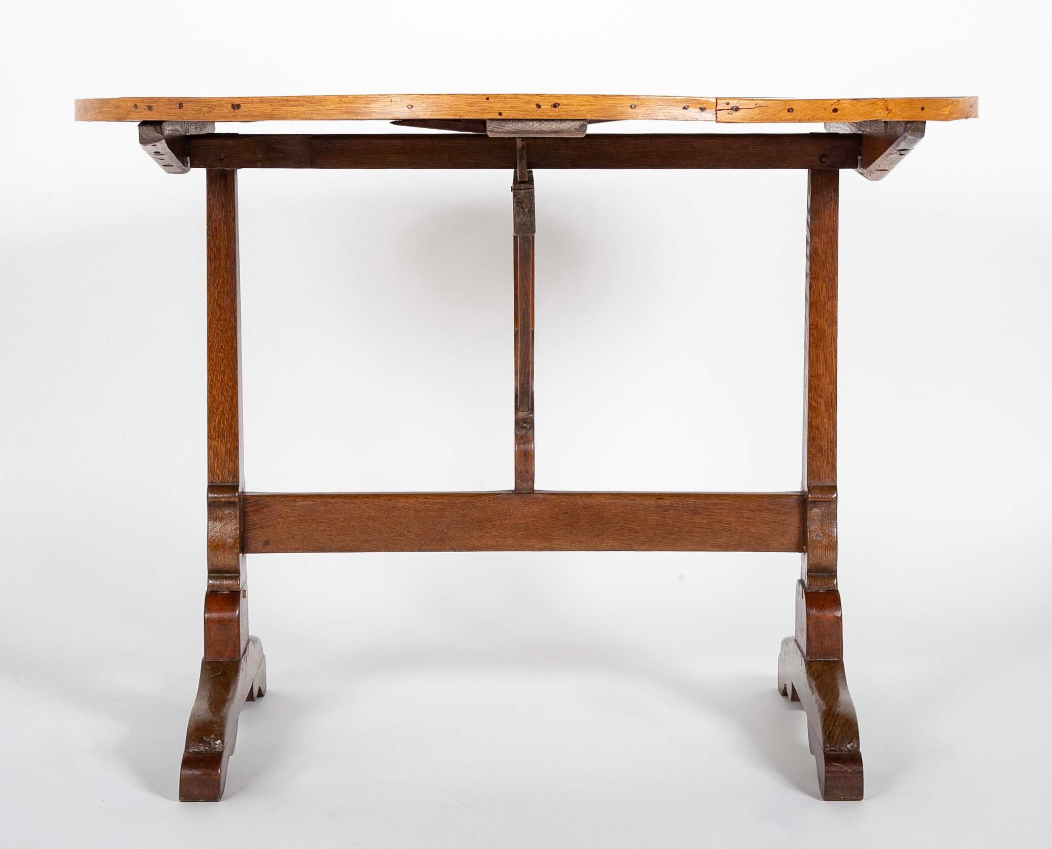 French 19th Century Round Fruitwood Tilt Top Table