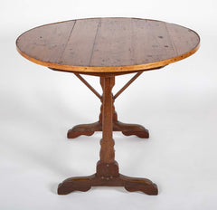 French 19th Century Round Fruitwood Tilt Top Table