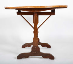 French 19th Century Round Fruitwood Tilt Top Table