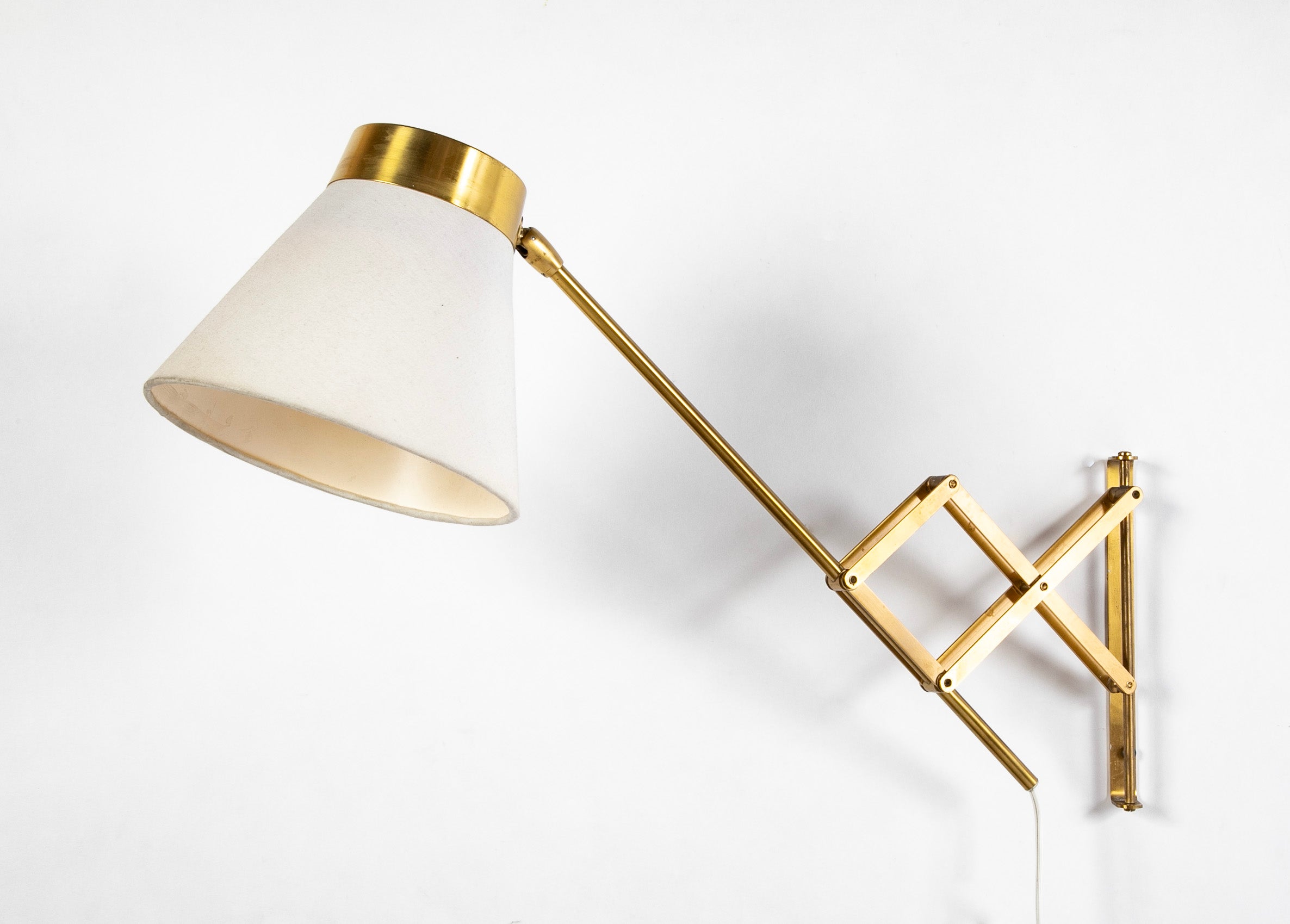 Pair of Adjustable Brass Wall Lamps