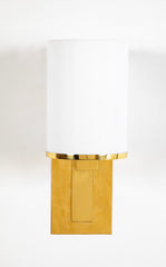 Pair of Brass & Opaline Glass Sconces by Jean Perzel